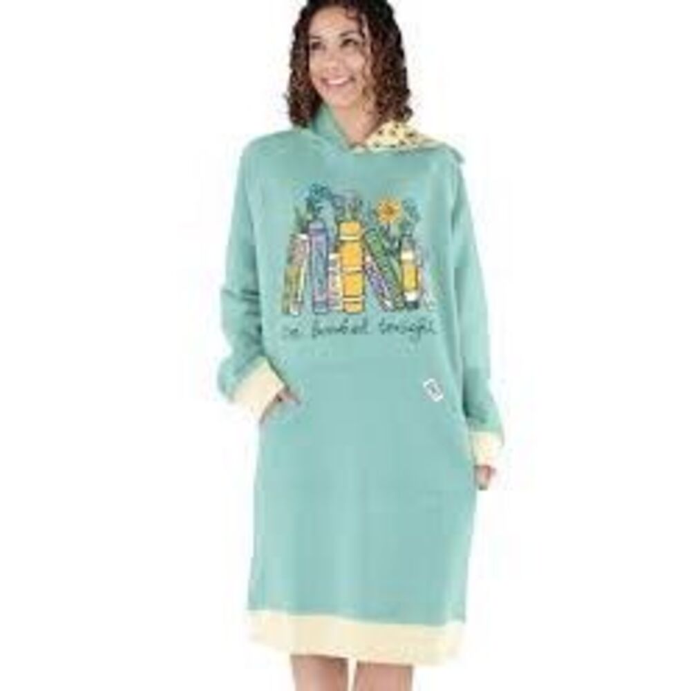 NEW LAZYONE I’m Booked Tonight Sleep Hoodie Sz L/XL Teal